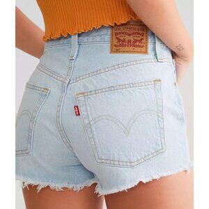 Levi’s 501 Button Fly Denim High Rise Cut Off Blue Jean Shorts Casual Western 25